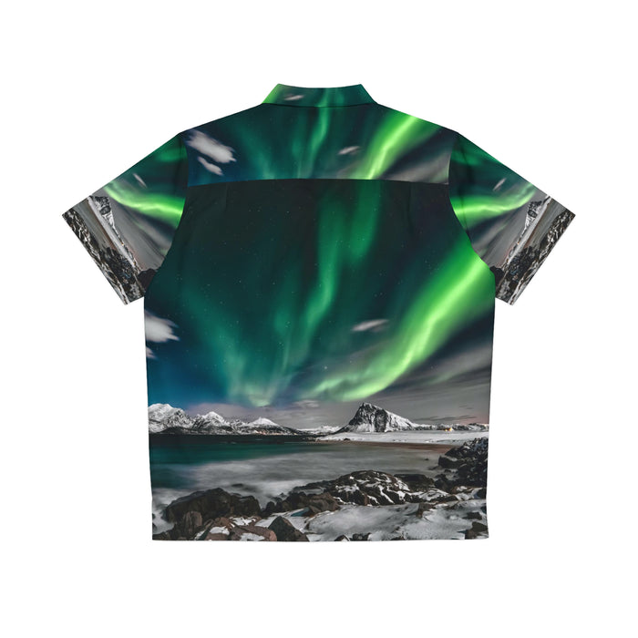 Men's Hawaiian Shirt (AOP) - Luminescent Majesty: Aurora Borealis / Northern Lights