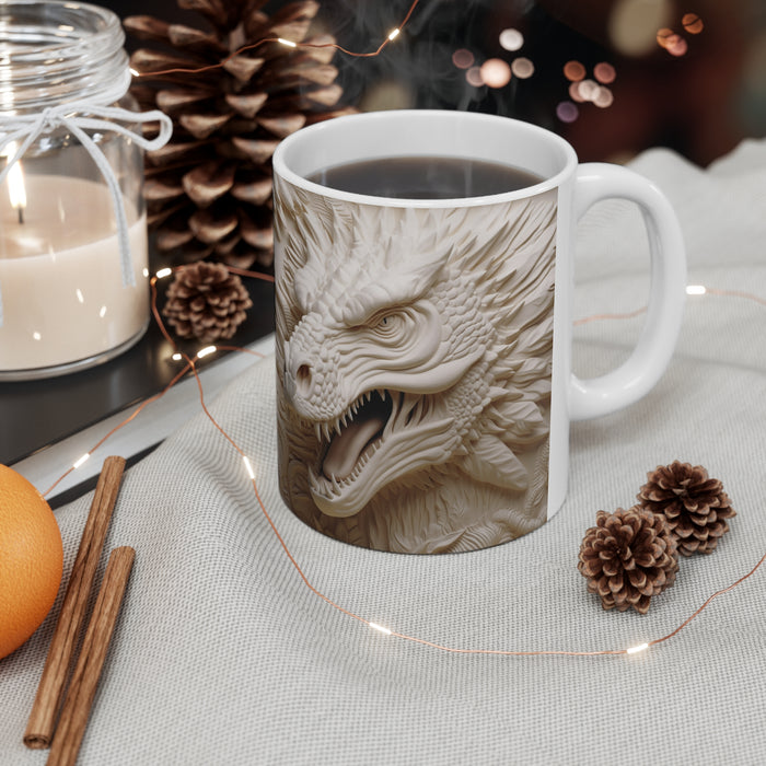 Ceramic Mug 11oz - 3D White Dragon Sublimation Mug