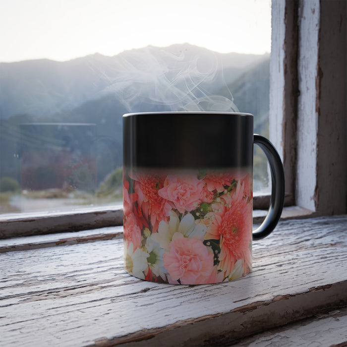 Colour Morphing Mug, 11oz - Dynamic Blooms: Transforming Floral Elegance