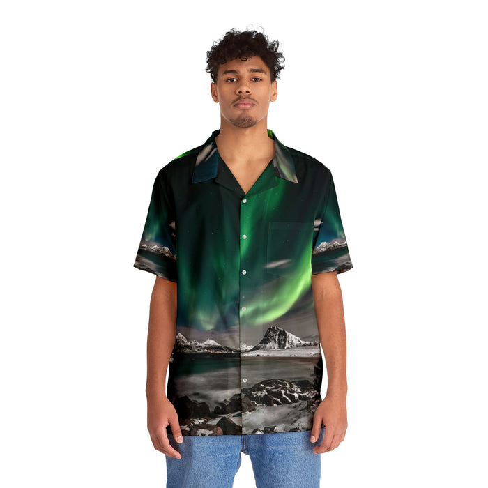 Men's Hawaiian Shirt (AOP) - Luminescent Majesty: Aurora Borealis / Northern Lights