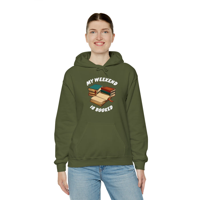 Unisex Heavy Blend™ Hooded Sweatshirt - Literary Escape: "MY WEEKEND IS BOOKED"