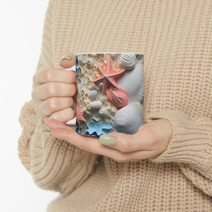 Ceramic Mug 11oz - Vibrant 3D Coral Immersion: Ceramic Elegance