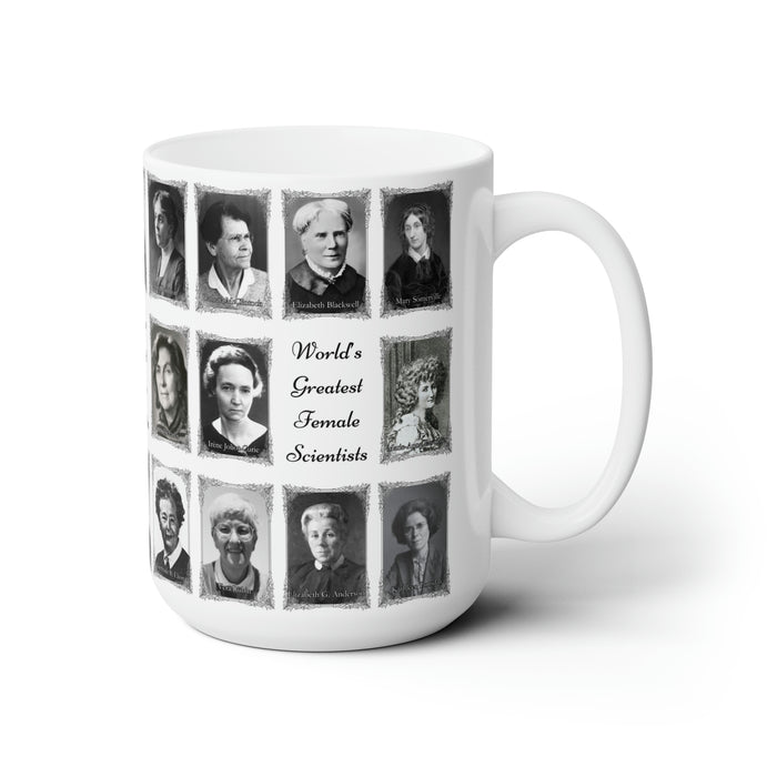Ceramic Mug 15oz - 24 Female Scientists Black & White Portrait Collection