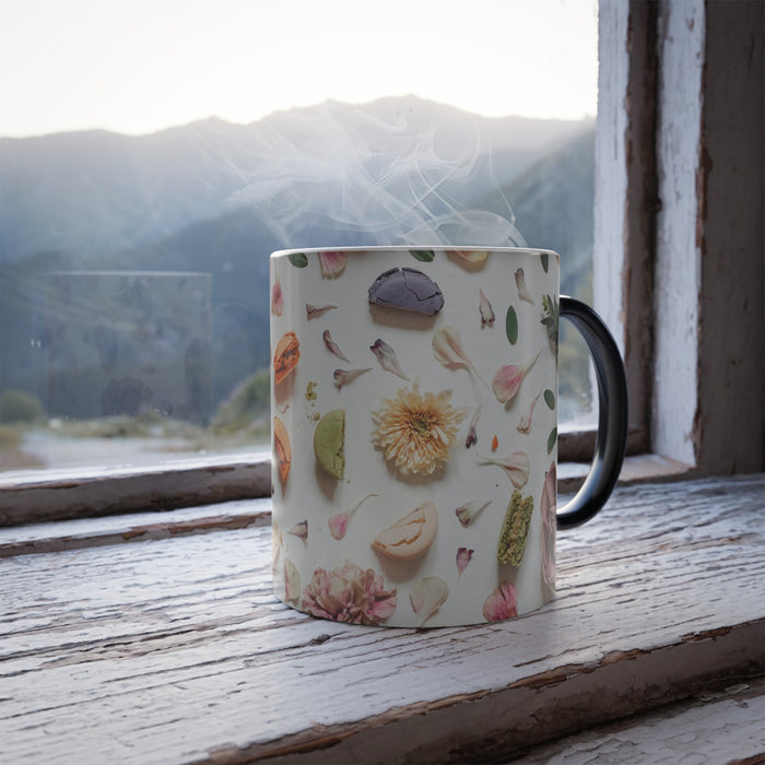 Colour Morphing Mug, 11oz - Blooming Beauty: Delicate Petals in Motion