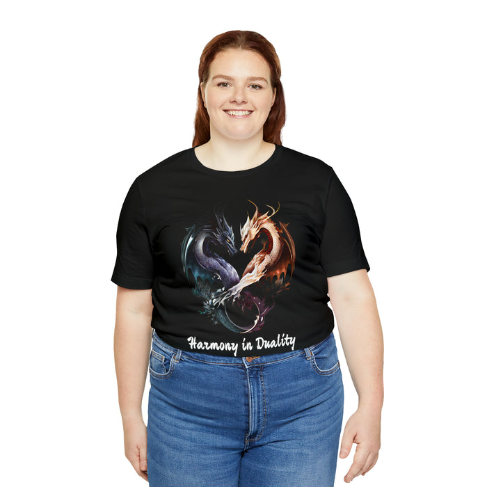 Unisex Jersey Short Sleeve Tee - Harmony in Duality: Embrace the Dance of Yin and Yang Dragons!