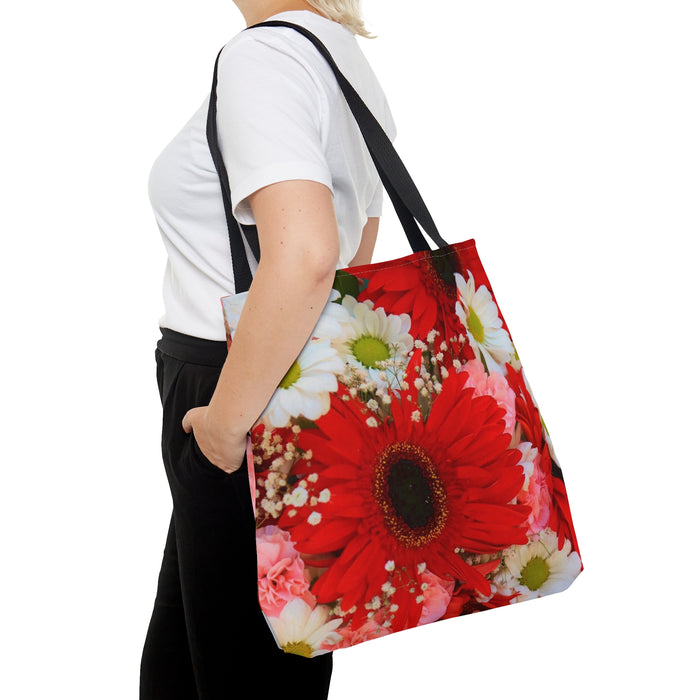 Tote Bag (AOP) - Blooming Beauty: Vibrant Pink and White Flowers