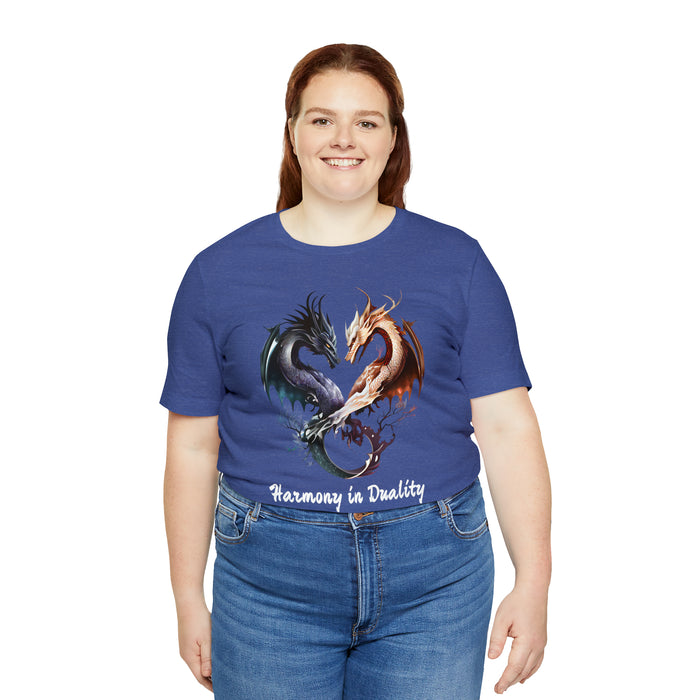 Unisex Jersey Short Sleeve Tee - Harmony in Duality: Embrace the Dance of Yin and Yang Dragons!