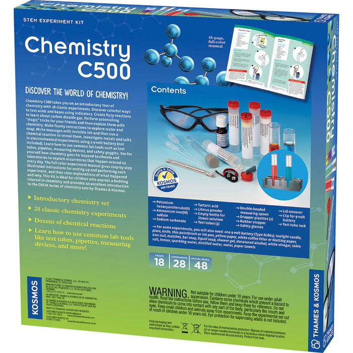 chem c500 chemistry set back packaging