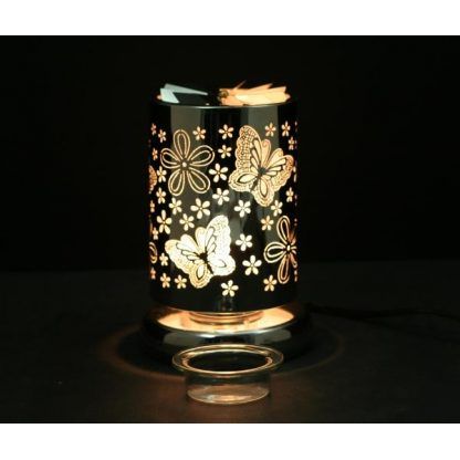 Carousel Touch Sensor Lamp – Silver Butterfly w/ Scented Oil Holder