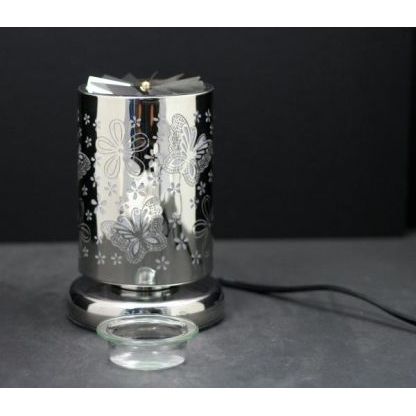 Carousel Touch Sensor Lamp – Silver Butterfly w/ Scented Oil Holder