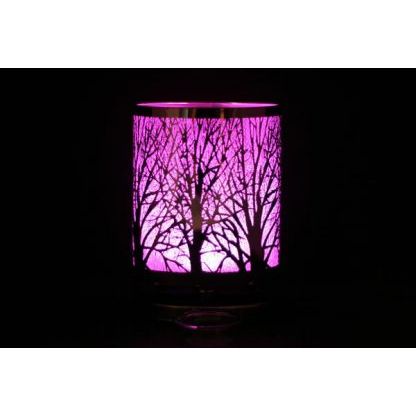 Colour Changing LED Rotary Switch Lamp – Silver Forest w/ Scented Oil Holder