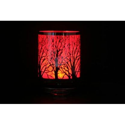 Colour Changing LED Rotary Switch Lamp – Silver Forest w/ Scented Oil Holder