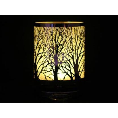 Colour Changing LED Rotary Switch Lamp – Silver Forest w/ Scented Oil Holder