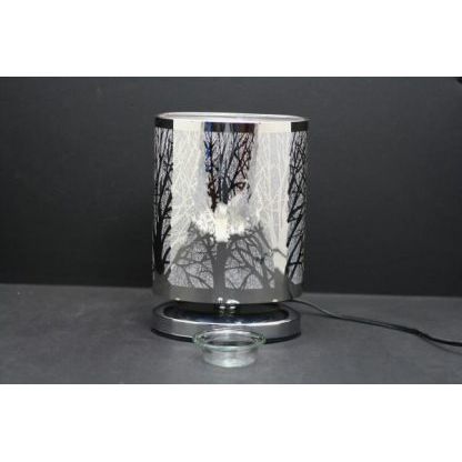 Colour Changing LED Rotary Switch Lamp – Silver Forest w/ Scented Oil Holder