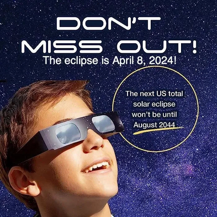 Solar Eclipse Glasses (2-Pack)  - CE and ISO Certified, Made in the USA, Used by NASA, No Expiry Date
