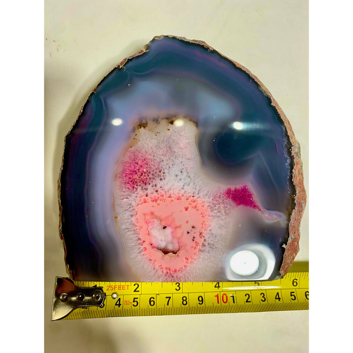 Agate Geode Mass Prestige with Natural Stone Trim - Pink
