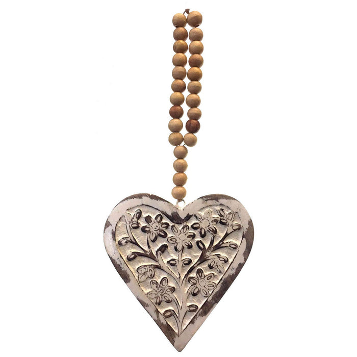 Mango Wood Heart with Beads