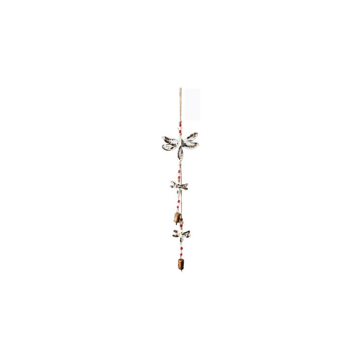 Mango Wood Bell Chimes - Dragonflies Vintage White