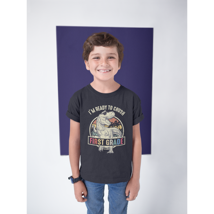 Kid's Heavy Cotton™ Tee - "I'm Ready to Crush First Grade"