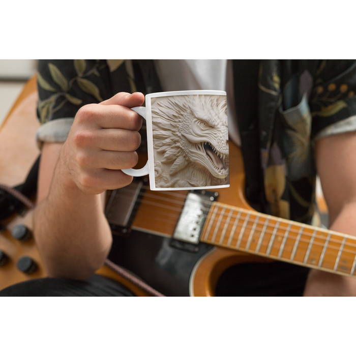 Ceramic Mug 11oz - 3D White Dragon Sublimation Mug