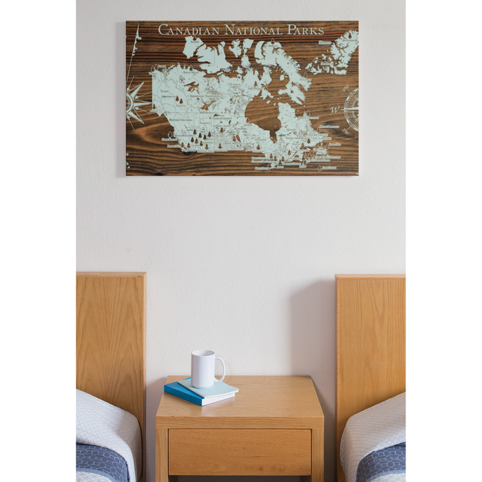 Hand-made Wood Map of Canadian National Parks
