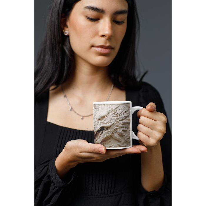 Ceramic Mug 11oz - 3D White Dragon Sublimation Mug