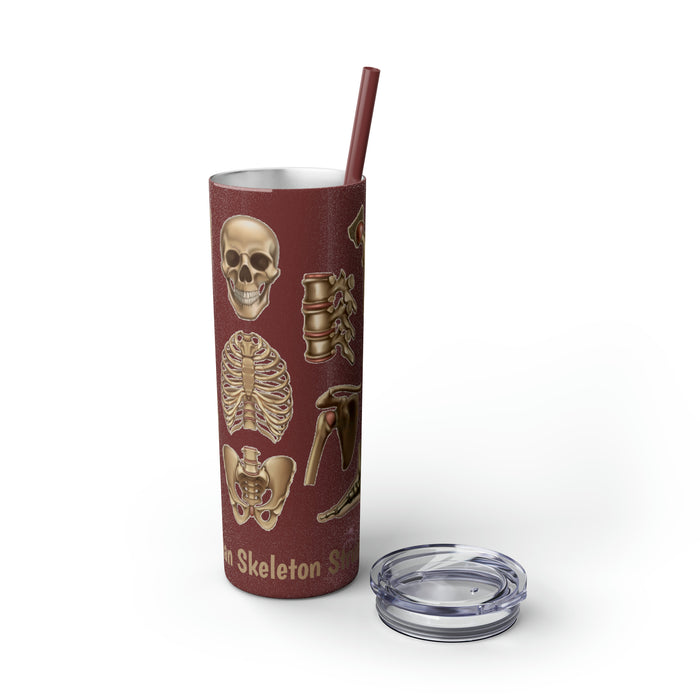 Anatomical Marvel: 20oz Skinny Tumbler with Human Skeleton Structure | Keeps Drinks Hot 12H, Cold 24H | BPA-Free