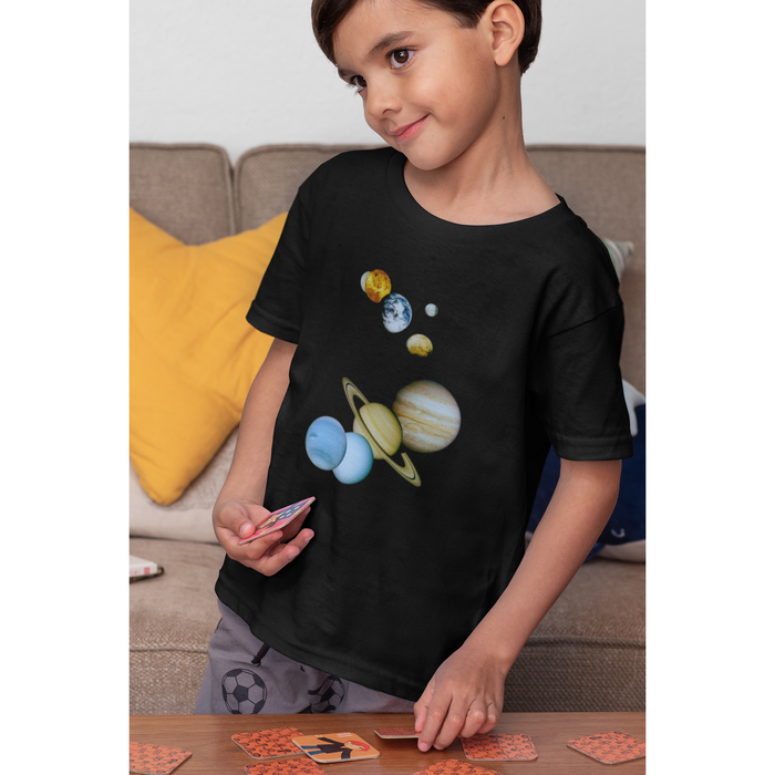 Kid's Heavy Cotton™ Tee - Solar System Wonders: The Eight Planets Arranged