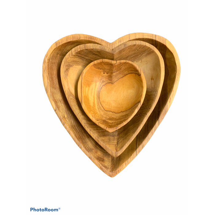 Heart Shaped Plain Olive Wood Bowl