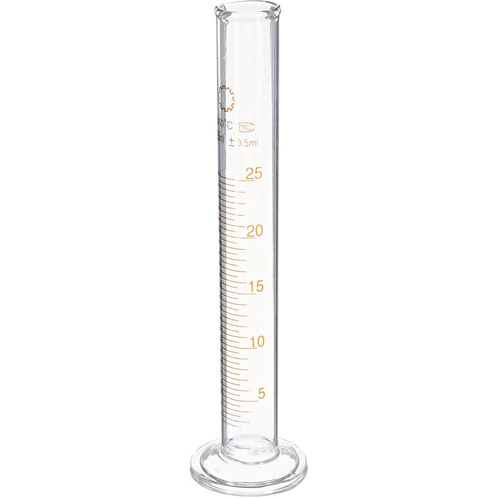 Borosilicate Glass Measuring Cylinder with Round Base and spout, 25mL