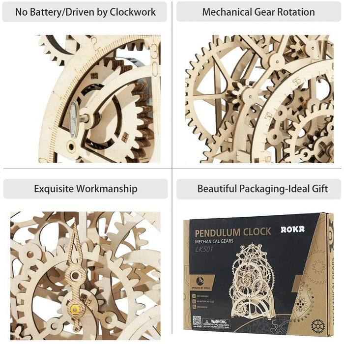 Wooden Mechanical Gears: Pendulum Clock