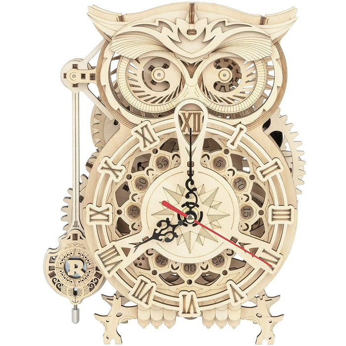 Wooden Mechanical Gears: Owl Clock
