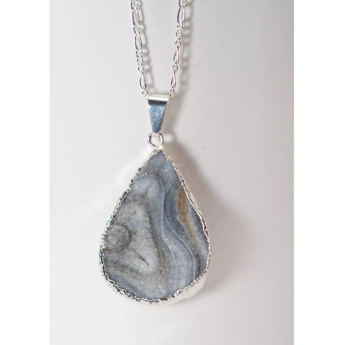 Agate Drop Electroplated Pendant