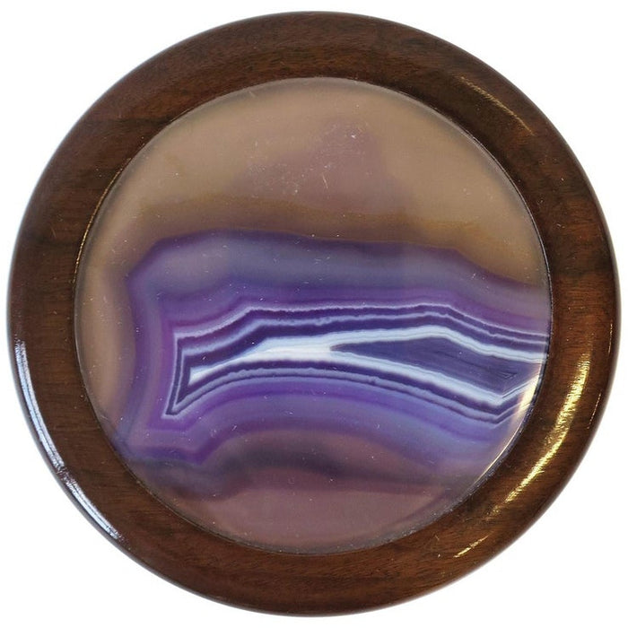 Agate Onyx Geode and Wood Round Jewelry or Trinket Box