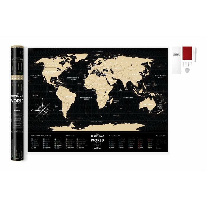 The Travel Map of the World Scratch Map Black