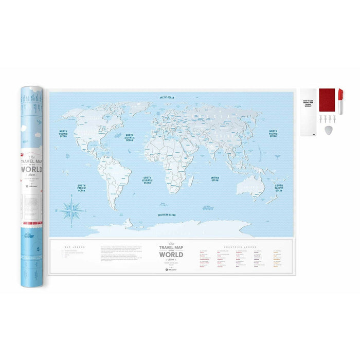 The Travel Map of the World Scratch Map Silver